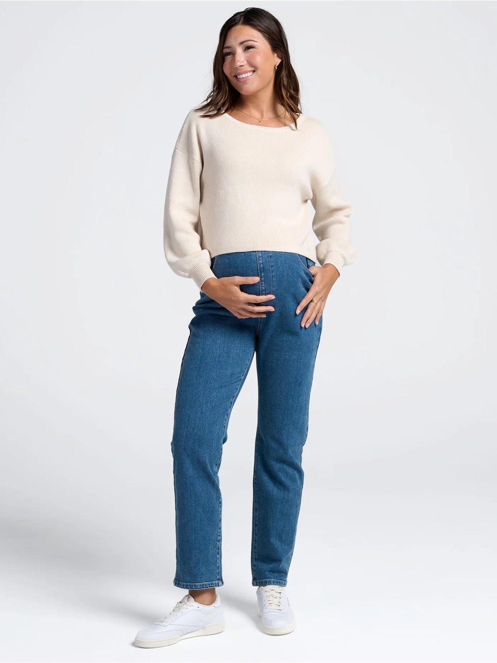 Angel Maternity Over the Bump Relaxed Maternity Denim Jeans - XS